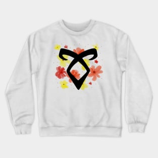 Rune with orange and yellow watercolor flowers Crewneck Sweatshirt